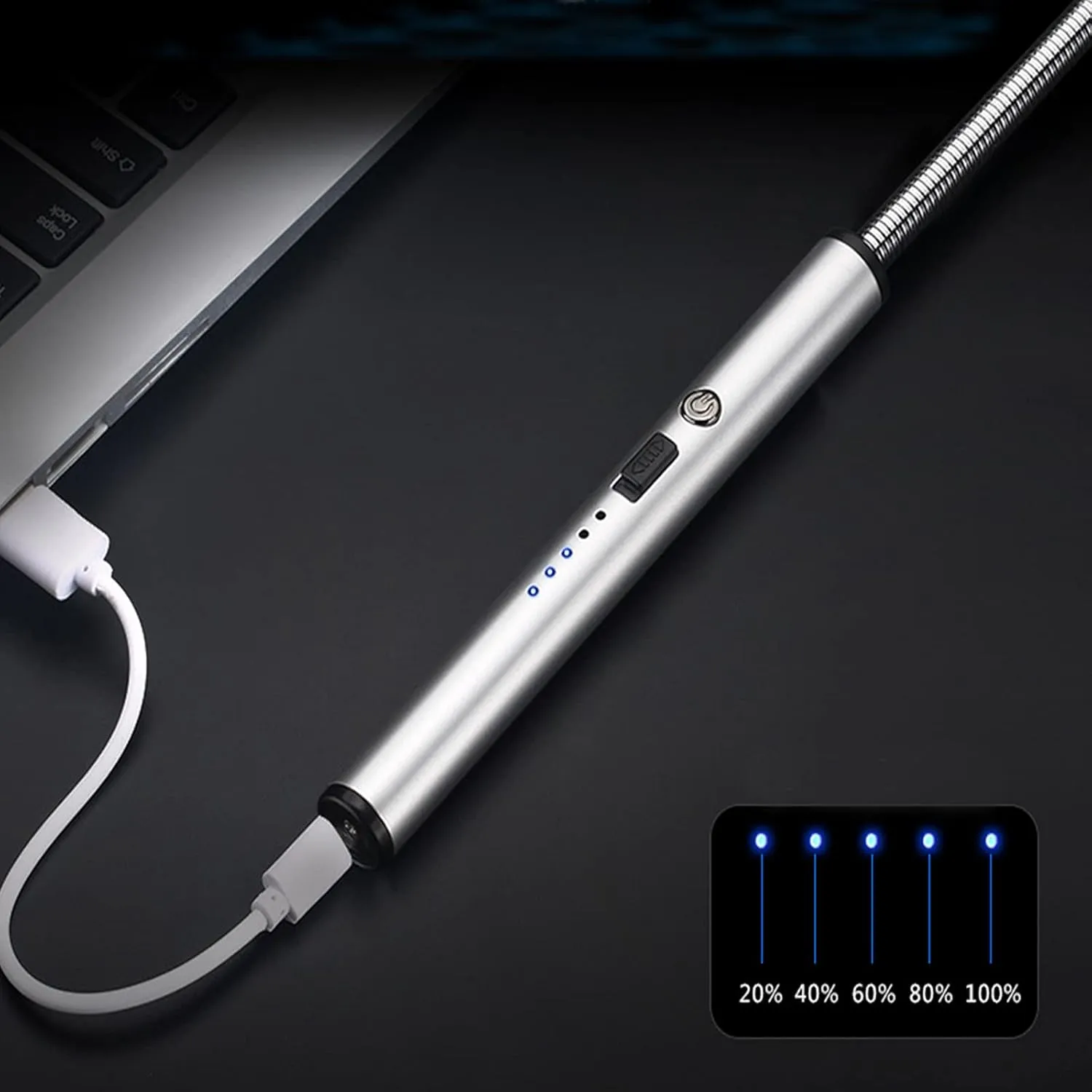 Windproof Lighters Long Lighters USB Rechargeable Lighter Easy to Use Lighter Flameless Lighters Portable Camping BBQ Kitchen