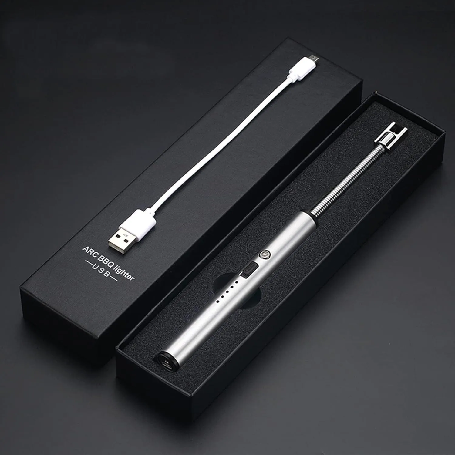 Windproof Lighters Long Lighters USB Rechargeable Lighter Easy to Use Lighter Flameless Lighters Portable Camping BBQ Kitchen