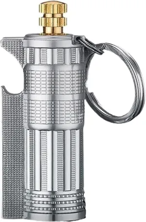 Windproof Reusable Multifunctional Lighter, Metal Match Lighter Waterproof Outdoor Kerosene Lighter, Gift for Colleagues and Friends(Silver)