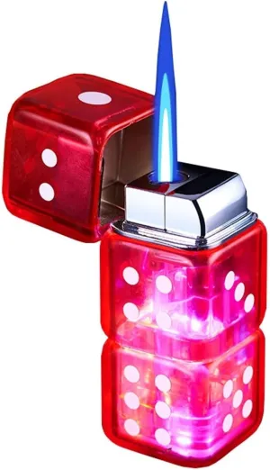 Windproof Straight-Through Blue Flame Lighter, Adjustable Flame Size Lighter, Butane Lighter, Waterproof and Windproof Lighter (Without Butane)(Red)