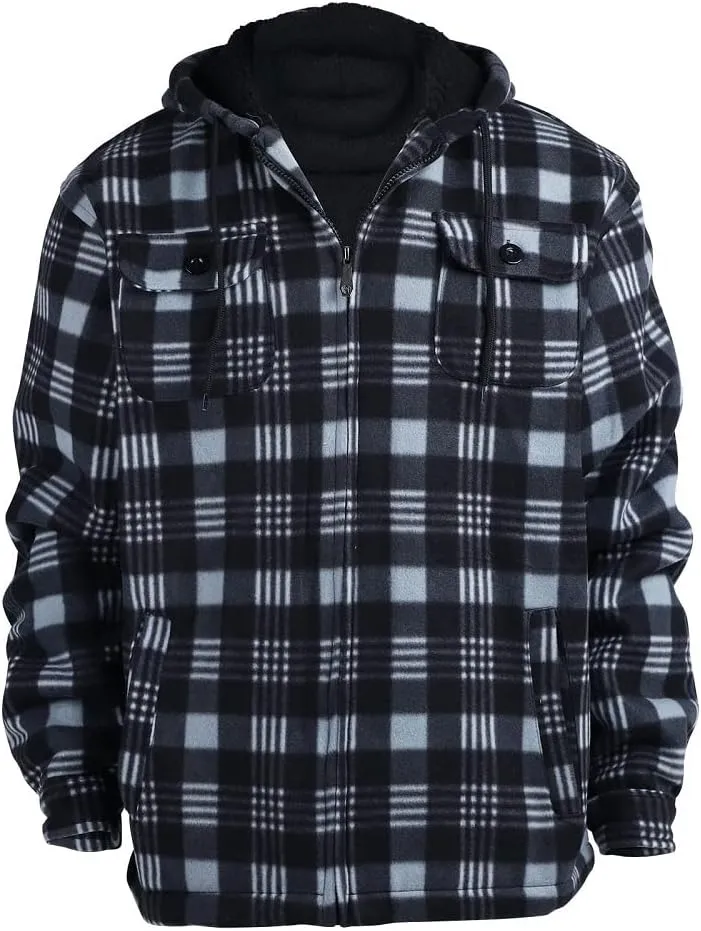 Winter Heavy Warm Sherpa Lined Fleece Plaid Flannel Jacket Men Plus Size S-5XL Big&Tall Mens Coat