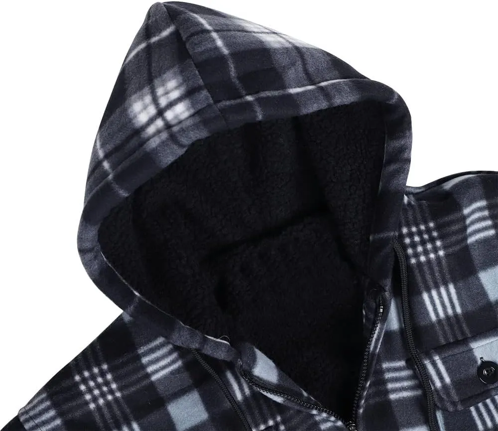 Winter Heavy Warm Sherpa Lined Fleece Plaid Flannel Jacket Men Plus Size S-5XL Big&Tall Mens Coat