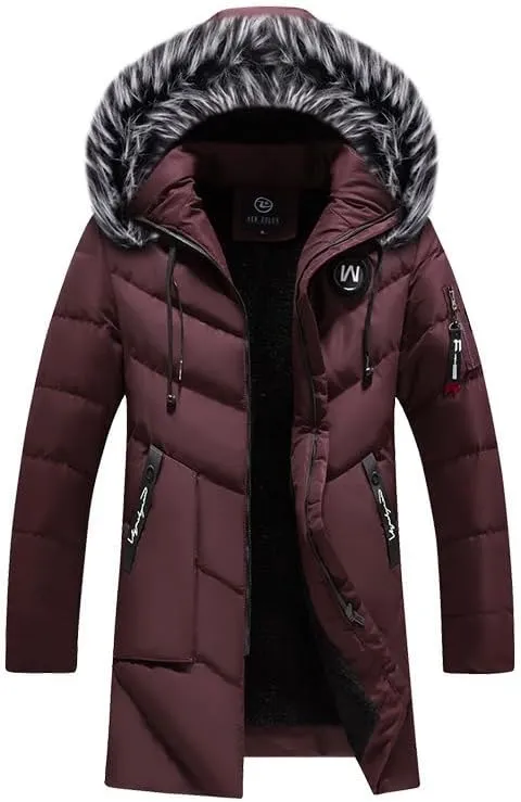 Winter Puffer Jacket for Men with Fur Hood Thicken Winter Warm Padded Jacket Insulated and Water Repellent Coat