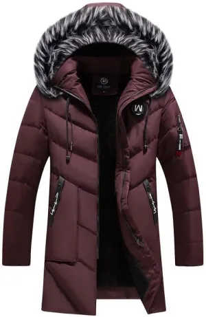 Winter Puffer Jacket for Men with Fur Hood Thicken Winter Warm Padded Jacket Insulated and Water Repellent Coat