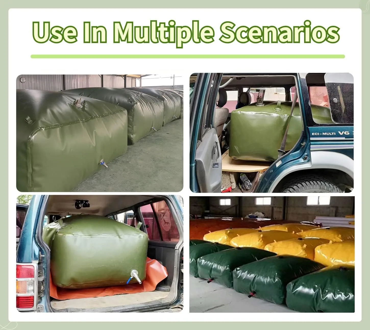with Valve Collapsible Portable Water Tank,2000/1500/1000/500/100,Large Capacity Soft Water Bag(3x2x1m/6000L/1585gallon)