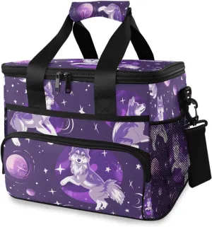 Wolf Glaxy Wolves Cooler Bag Insulated Cooler Soft Sided Cooler 24 Can Portable Picnic Bag Large Leakproof Lunch Bag Box for Beach Grocery Camping Travel Car Men Women