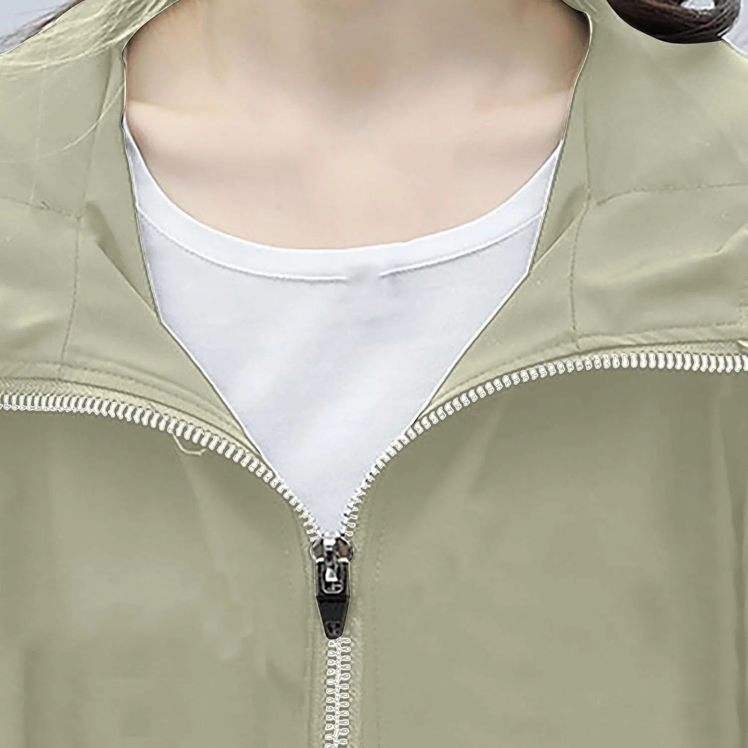 Women Long Rain Jacket Waterproof Lightweight Hooded Raincoat Windbreaker Coat Side Slits High-Low Hem Outdoor Coats