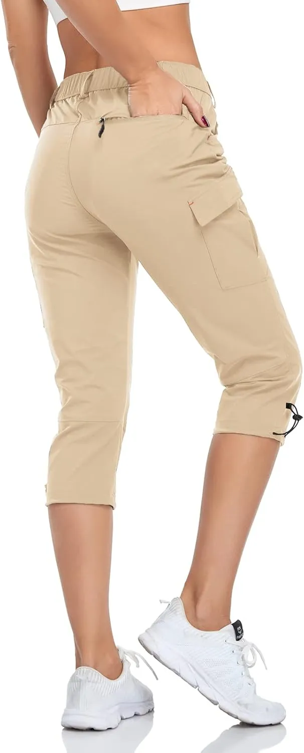 Women's Capri Pants Lightweight Outdoor Cargo Hiking Capris Quick Dry UPF 50 with Zipper Pockets
