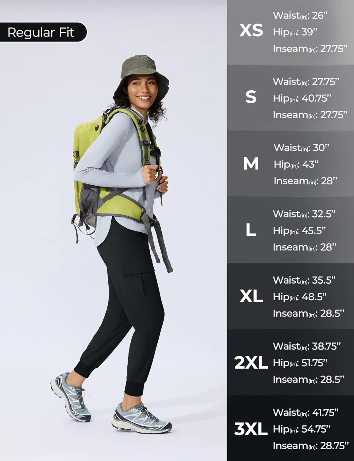 Women's Cargo Joggers Lightweight Hiking Jogger Pants Zipper Pockets Travel Athletic UPF 50 