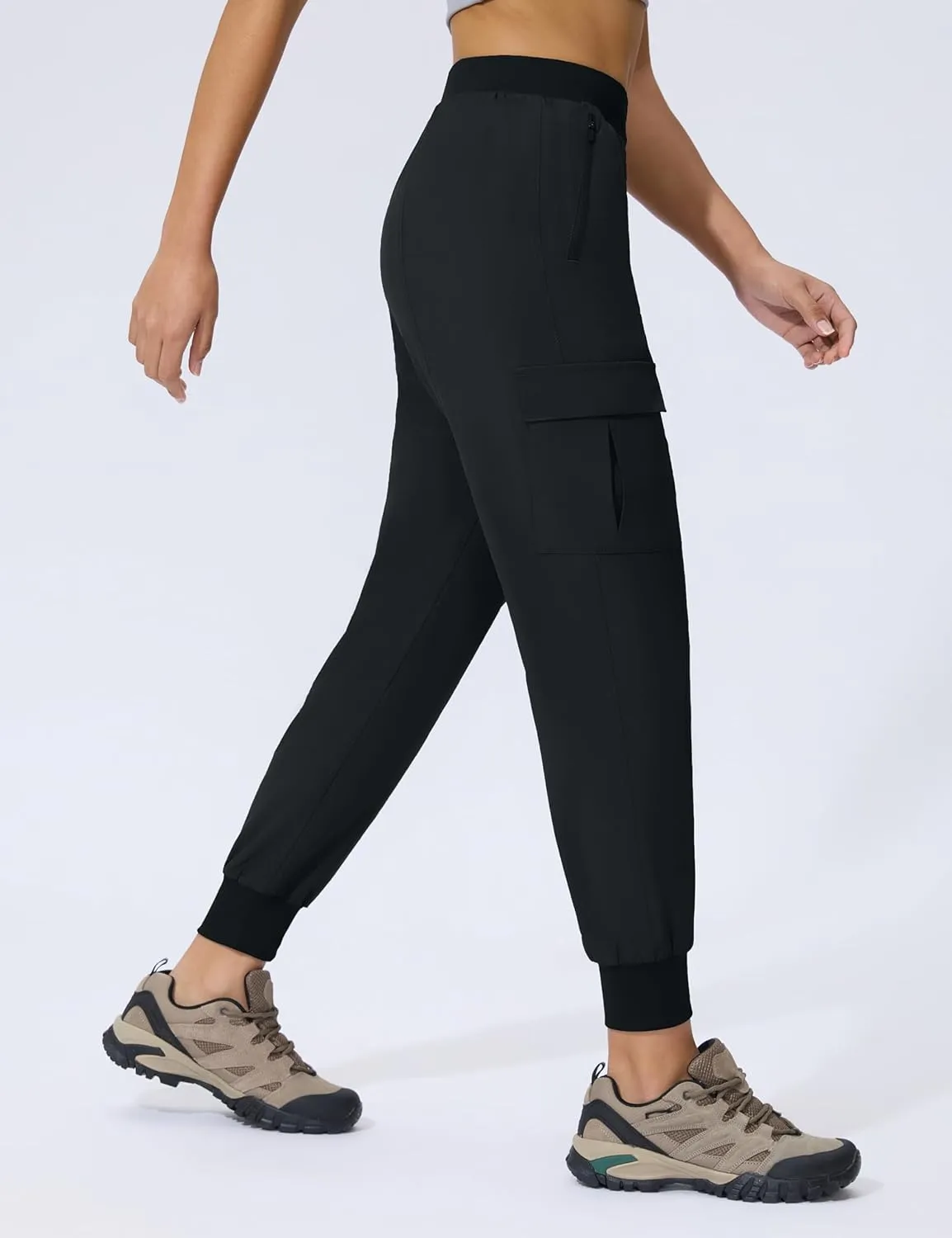 Women's Cargo Joggers Lightweight Hiking Jogger Pants Zipper Pockets Travel Athletic UPF 50 