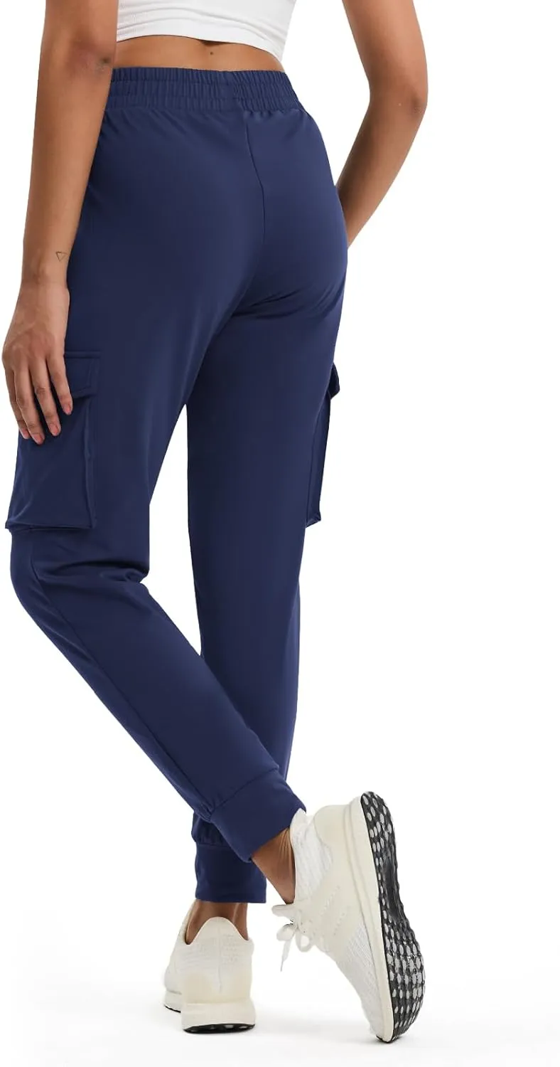 Women's Clearance Fleece Lined Cargo Joggers Water Resistant Winter Hiking Pants Sweatpants Snow Running