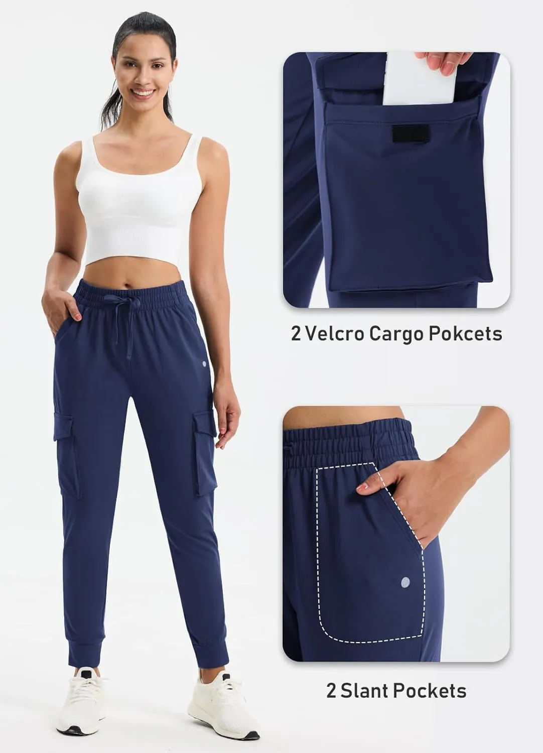 Women's Clearance Fleece Lined Cargo Joggers Water Resistant Winter Hiking Pants Sweatpants Snow Running