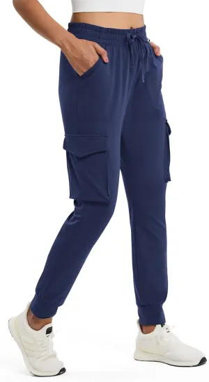 Women's Clearance Fleece Lined Cargo Joggers Water Resistant Winter Hiking Pants Sweatpants Snow Running
