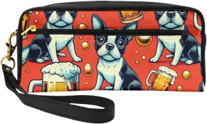 Womens Evening Clutch Boston Terriers Dogs Beer Envelope Purse,Party Handbag,Makeup,Cosmetic Bag