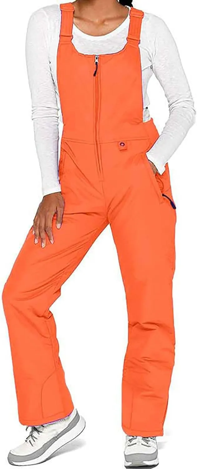 Women'S Insulated Waterproof Ski Bib Overalls Essential Winter Snowboarding Pants Adjustable Shoulder Strap Jumpsuit