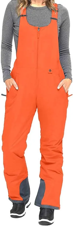 Women'S Insulated Waterproof Ski Bib Overalls Essential Winter Snowboarding Pants Adjustable Shoulder Strap Jumpsuit