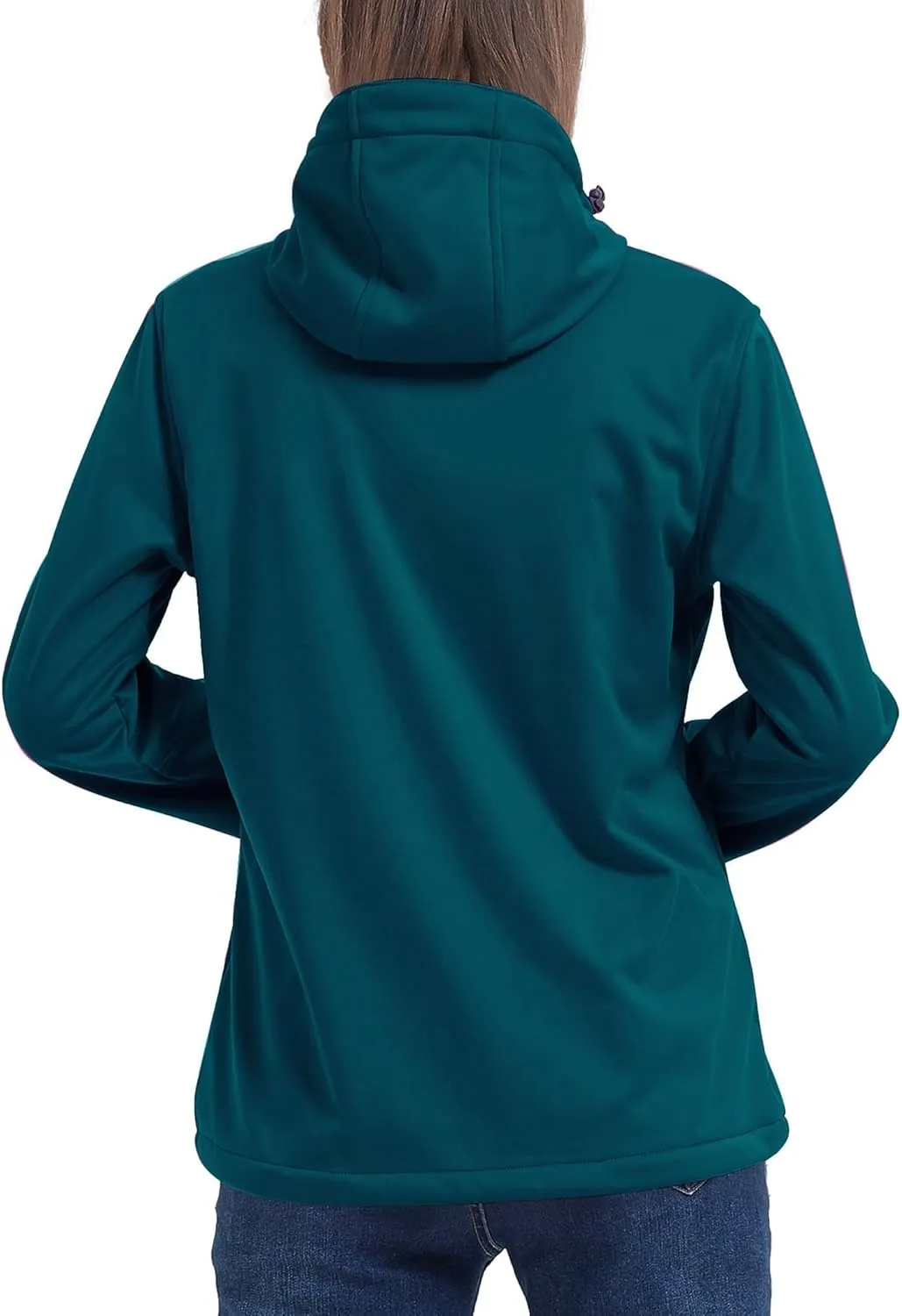 Women's Lightweight Softshell Jacket, Fleece Lined Hooded Windproof Coat Warm Jacket for Outdoor Running Hiking