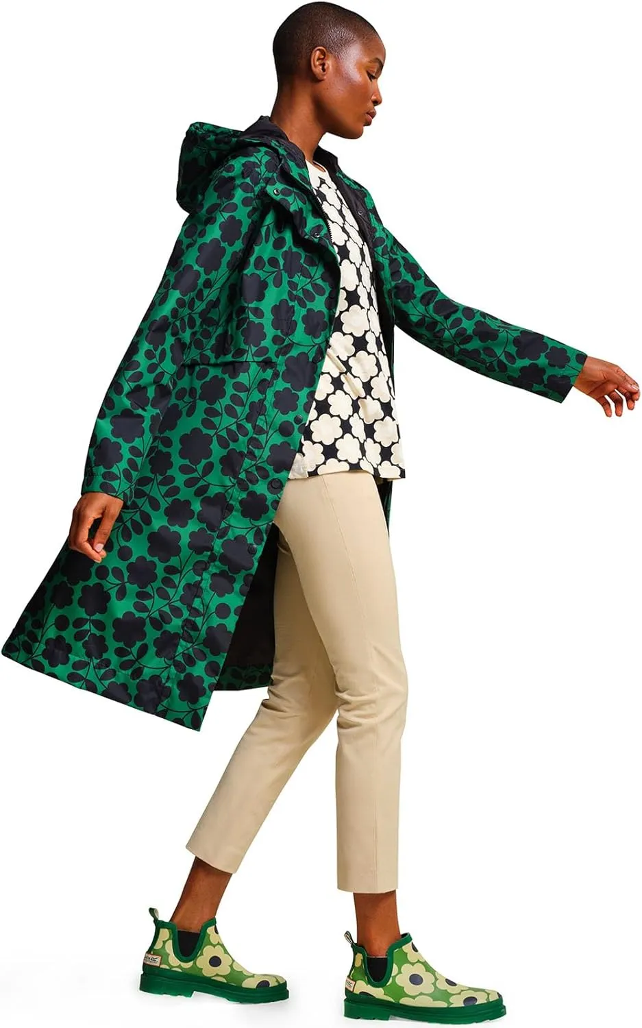 Womens Orla Kiely Waterproof Retro Floral Rain Mac Coat Jacket