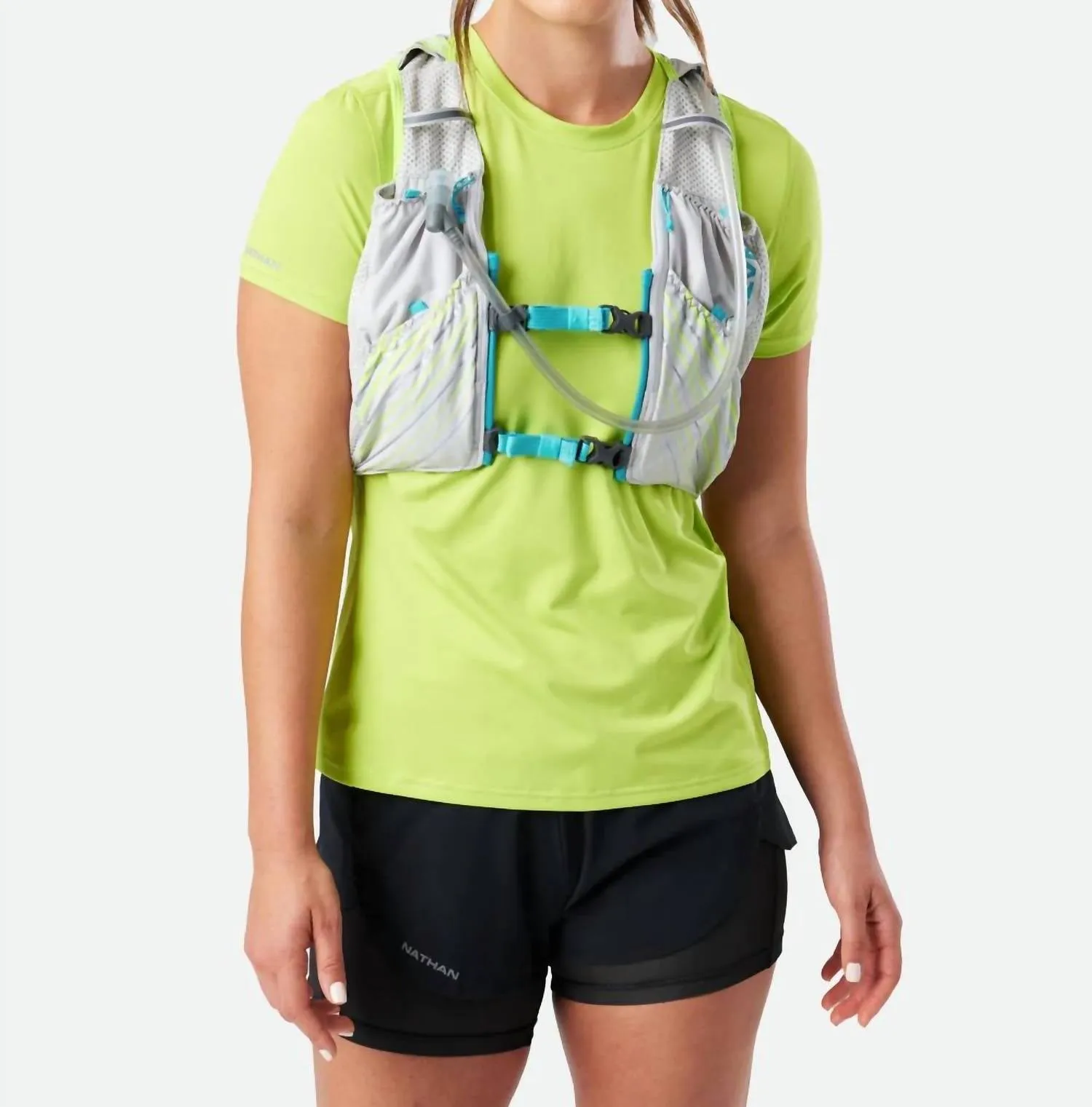 Women’S Pinnacle 12 Liter Hydration Race Vest In Vapor Grey/caribbean Blue