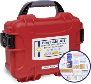 Worksite OSHA 2021Class A First Aid Kit - Rugged, Waterproof Case ANSI Type II & IV - Business, Office, Work, Construction - OSHA/ANSI Z308.1-2021 Compliant