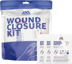 Wound Closure Kit, 6pcs with Dresssings, Wound Closure Strips Without Suture, Stitch Zip Laceration Closure Kit for Cut Care, Adhesive Wound Closure Bandages