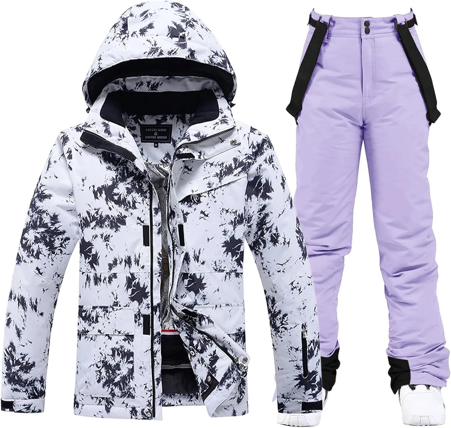 WOWULOVELY Women's Winter Skisuit Waterproof Windproof Ski Jacket and Pants Insulated Snowsuit Snowboarding Coat