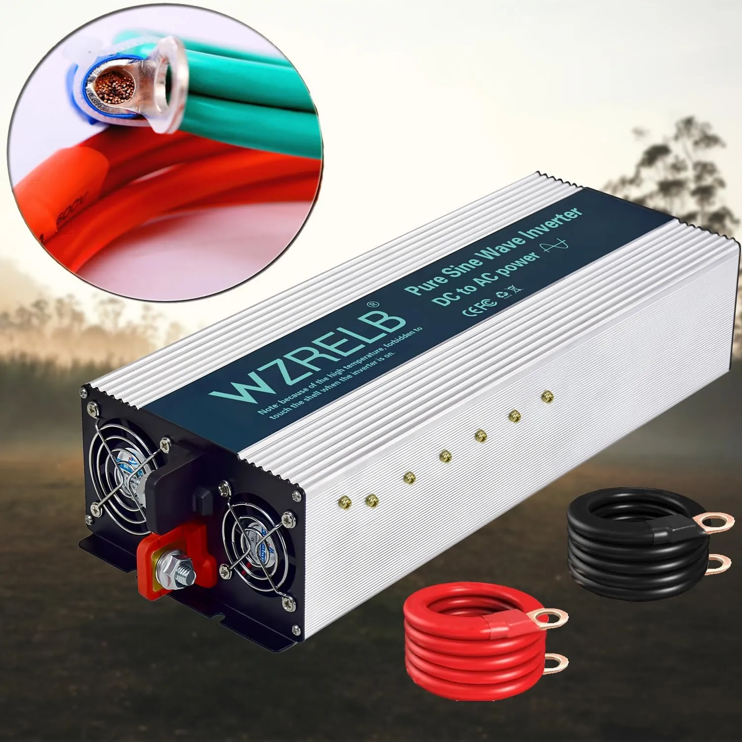 WZRELB 4000W Pure Sine Wave Inverter 36V DC to 110V 120V AC Power Converter with LED Display, Hardwire Terminal,Off-Grid Portable Power Inverter with Dual AC Outlets for Home, RV, Truck, Camping