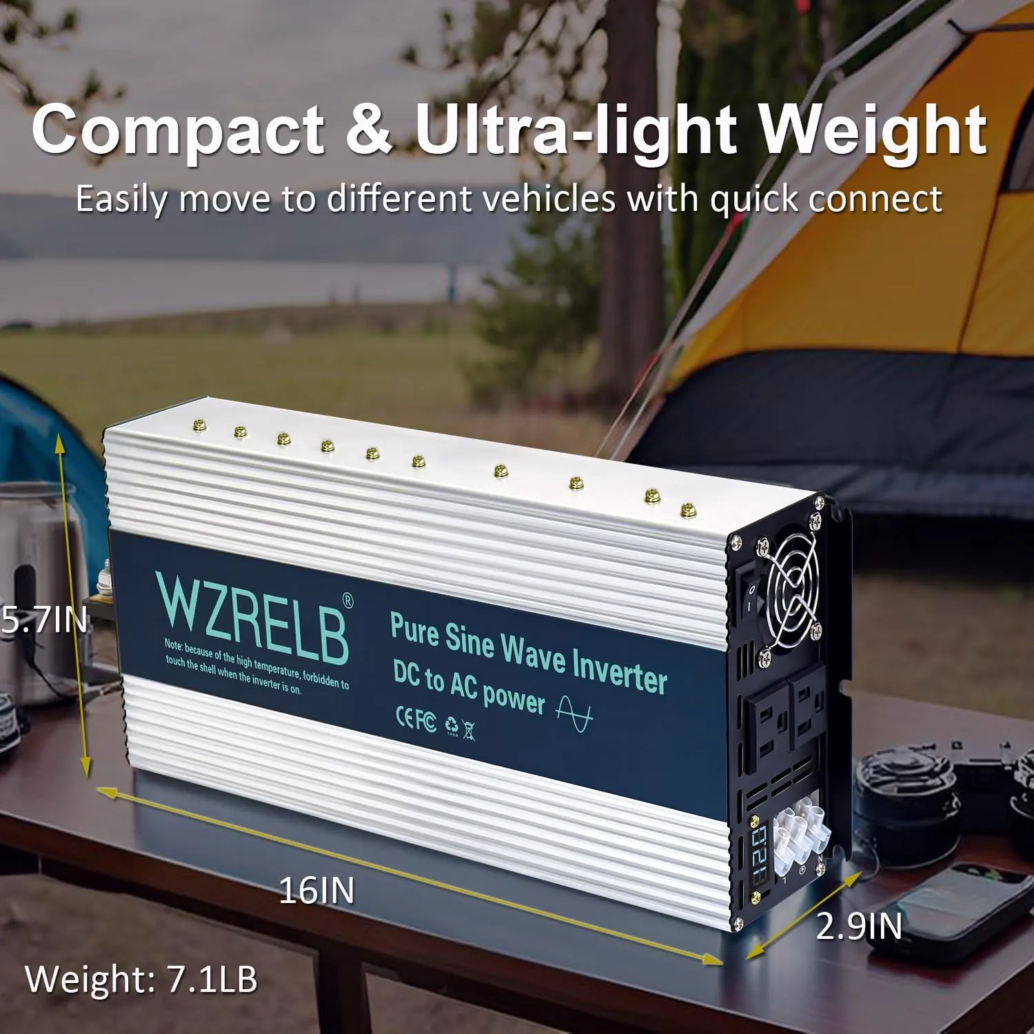WZRELB 4000W Pure Sine Wave Inverter 36V DC to 110V 120V AC Power Converter with LED Display, Hardwire Terminal,Off-Grid Portable Power Inverter with Dual AC Outlets for Home, RV, Truck, Camping
