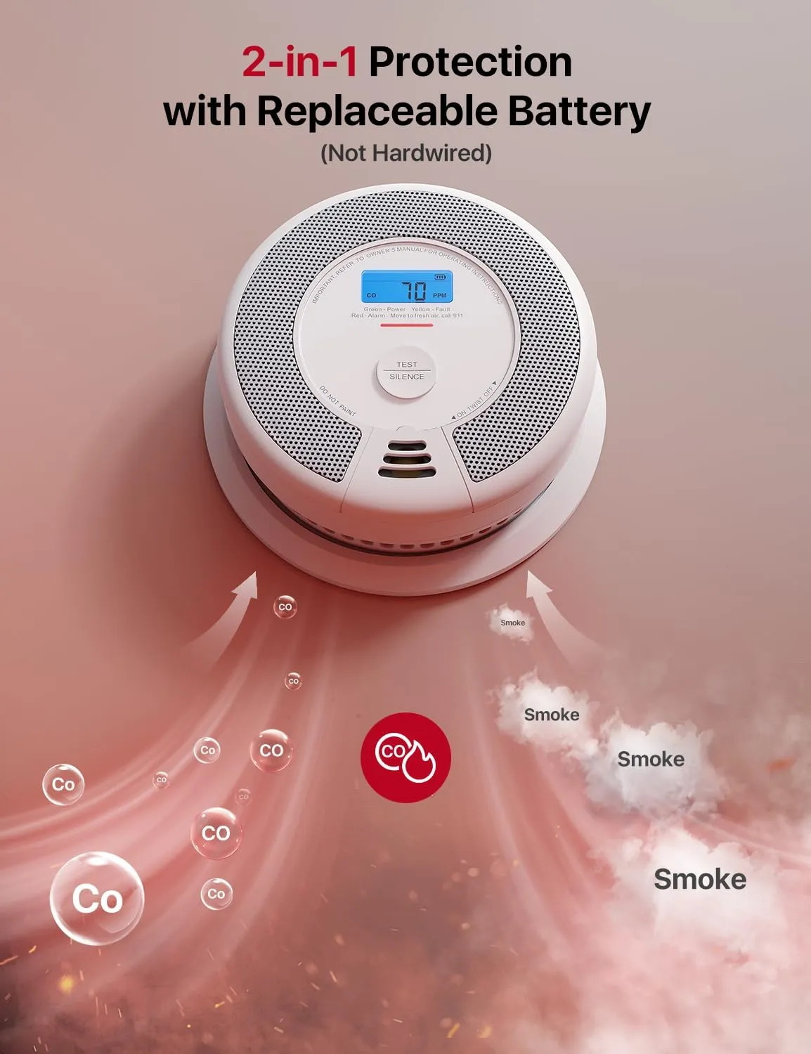 X-Sense Smart Smoke Detector Carbon Monoxide Detector Combo with Replaceable Battery, Wi-Fi Smoke and Carbon Monoxide Detector with Real-Time App Notifications, SC07-WX, 3-Pack