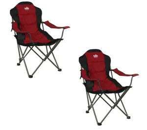 X2 Adjustable Foldable Armchair Burgundy Black Caravan Camping Fishing Beach