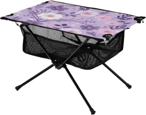 xigua Beautiful Flowers Folding Camping Table,Portable Camp Table with Carry Bag Beach Table Folding Table for Picnic, Camp,Party,Travel206