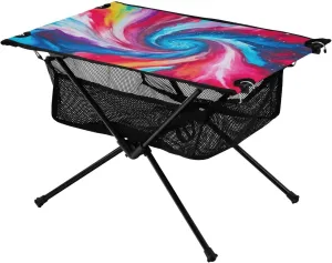 xigua Colorful Tie Dye Swirl Folding Camping Table,Portable Camp Table with Carry Bag Beach Table Folding Table for Picnic, Camp,Party,Travel83