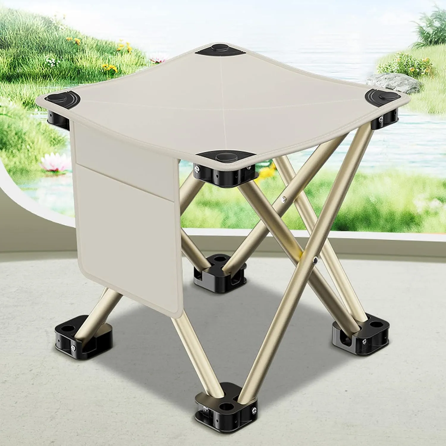 XPSSJMU Folding Camping Stool Portable Outdoor Camping Chair with Carry Bag - Ideal for Fishing BBQ Hiking Gardening and Beach Travel