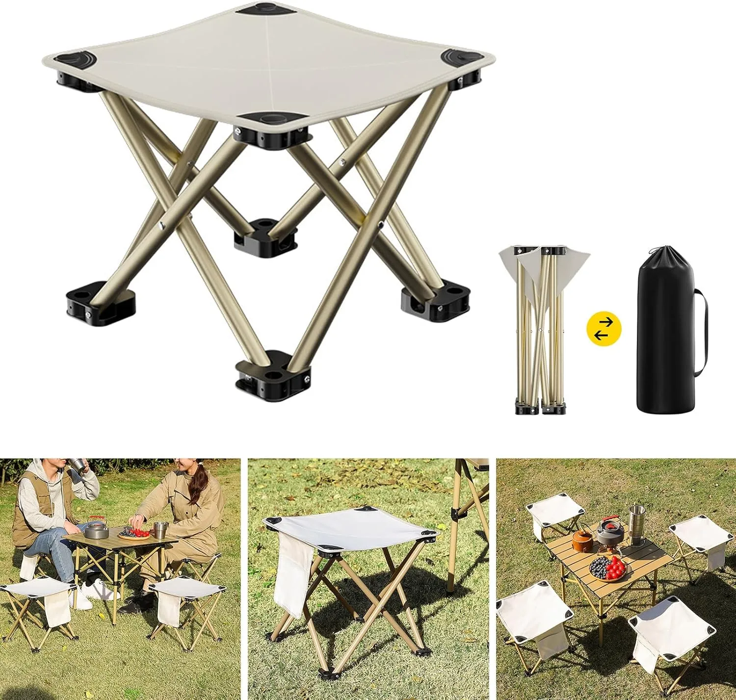 XPSSJMU Folding Camping Stool Portable Outdoor Camping Chair with Carry Bag - Ideal for Fishing BBQ Hiking Gardening and Beach Travel
