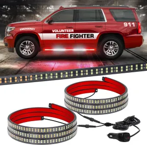 XRIDONSEN 2PCS 60 inch Truck Emergency Lights Strip 720 LED Running Board Strobe Lights Red White Firefighter Flashing Warning Safety First Responder for Vehicles Trucks Pickup Fire POV
