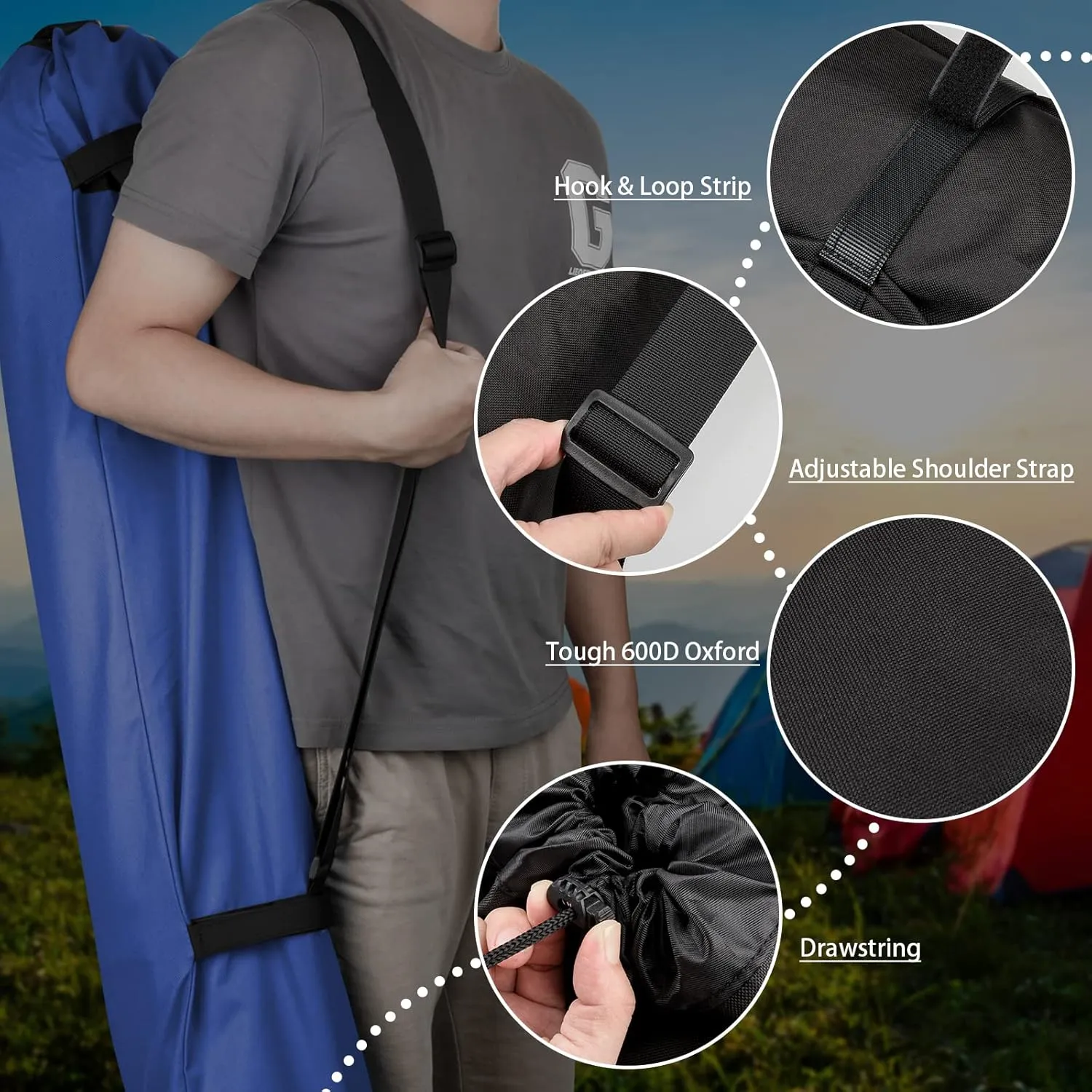 Xxerciz Foldable Camp Chair Replacement Bag Carrying Bag Large Mouth Bag with Shoulder Strap for Outdoor Camping, Heavy Duty Large Storage Folding Chair Bag (Chair is not Included)