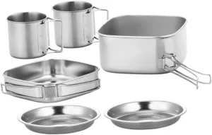 Yardwe Camping Kitchen Accessory Kit Portable Stainless Steel Pot Pan Long Handle Compact for Outdoor Adventures