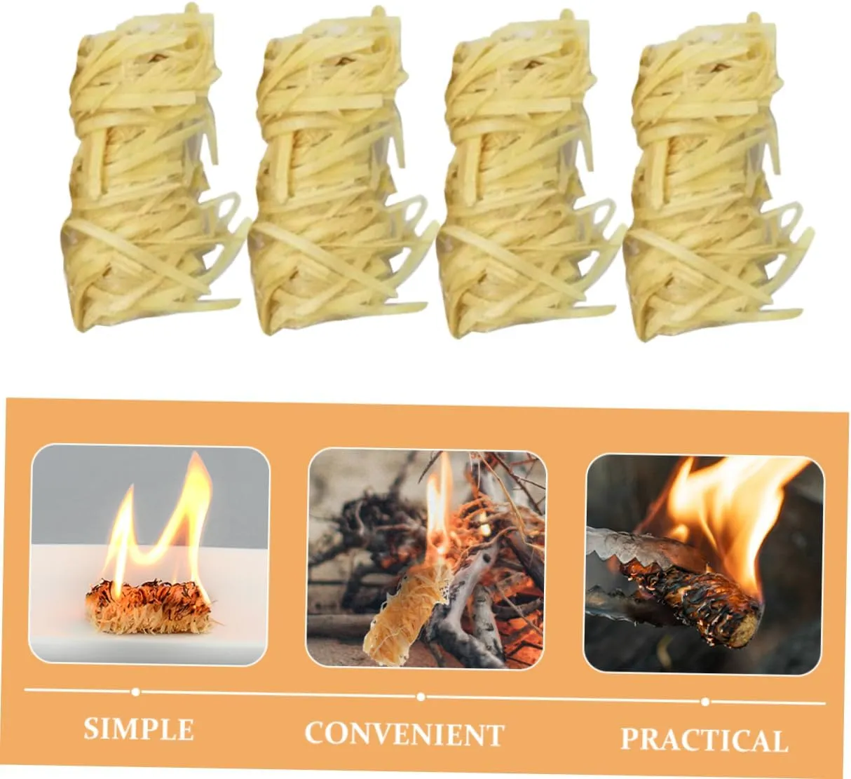 YARNOW 5sets Wood Burner Firelighters Natural Fire Starters for Outdoor Use Camping Grill Compact Design 32pcs*5