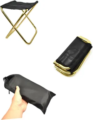YARNOW Folding Stool for Camping and Fishing Lightweight Portable Chair for Outdoor Activities Design Iron for Travel and BBQ Black Golden