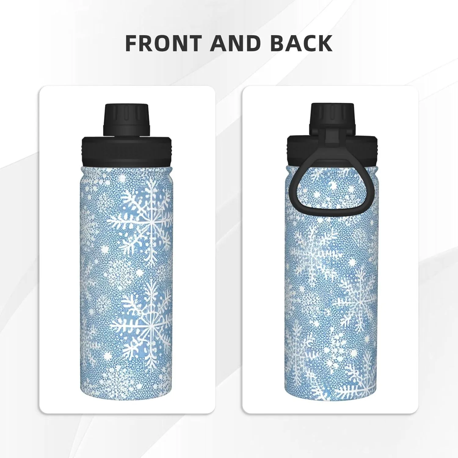 Yin And Yang Ornament On Pattern pattern Water Bottle 18 oz Double Wall Vacuum Insulated Stainless Steel Wide Mouth Sports Hot & Cold Thermos,Black And White
