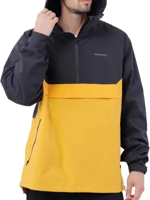 YINGJIELIDE Men's Waterproof Hooded Rain Jacket,Windproof Insulated Sailing Coat,Windbreaker Softshell Hoodie for Ski Hiking