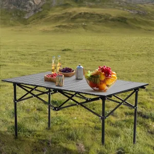 yotefe Camp Tables Portable Foldable, Outdoor Small Folding Table with Carrying Bag, 220 Lbs Capacity, Mini Square Camping Desks That Fold Up Lightweight for Hiking, Festival,37.4 x 21.7 x 20 inch