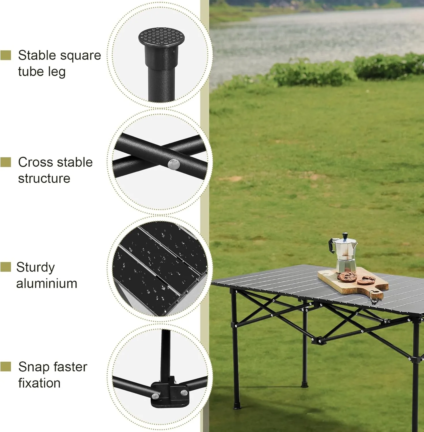 yotefe Camp Tables Portable Foldable, Outdoor Small Folding Table with Carrying Bag, 220 Lbs Capacity, Mini Square Camping Desks That Fold Up Lightweight for Hiking, Festival,37.4 x 21.7 x 20 inch
