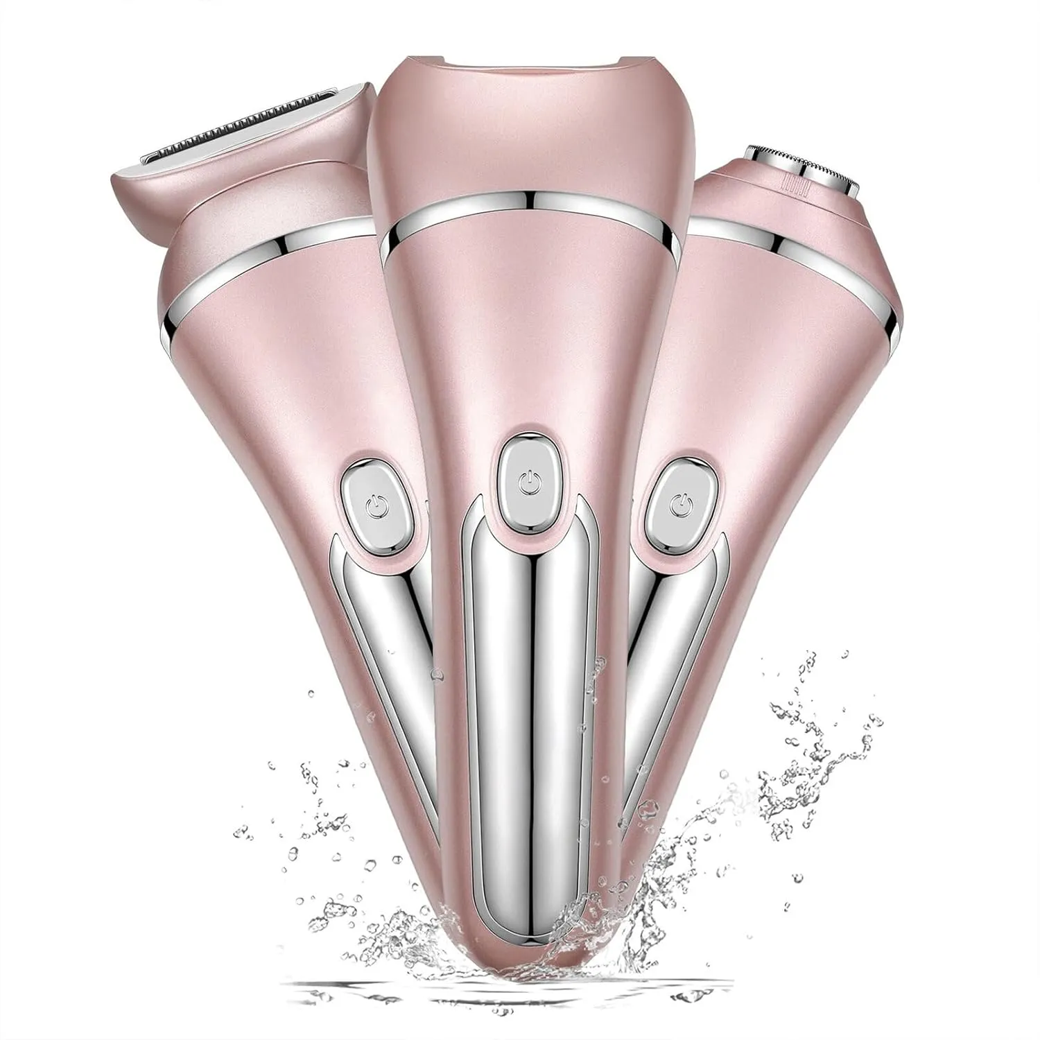 Yuehuam 3 in 1 Bikini Trimmer for Women, Painless Facial Hair Removal, Electric Razor for Womens Pubic Hair, Waterproof Cordless Electric Epilator Body Shaver for Face, Underarm, Leg