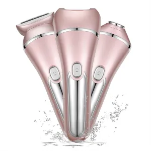 Yuehuam 3 in 1 Bikini Trimmer for Women, Painless Facial Hair Removal, Electric Razor for Womens Pubic Hair, Waterproof Cordless Electric Epilator Body Shaver for Face, Underarm, Leg
