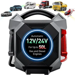 YULU CAT-797 Ultra-Powerful Jump Starter - 18000A 12V/24V Battery Booster Pack with Commercial Jumper Cables Outdoor Lighting DC/USB Power for Diesel Engines up to 50-Liters Home Backup, Emergency