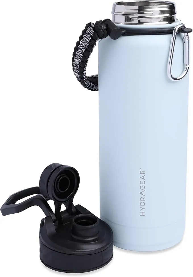 Zenith Chugger Stainless Steel Bottle with Carabiner, Compass, Signal Whistle, and Fire Starter - 40 Oz - Sapphire Powder Coat
