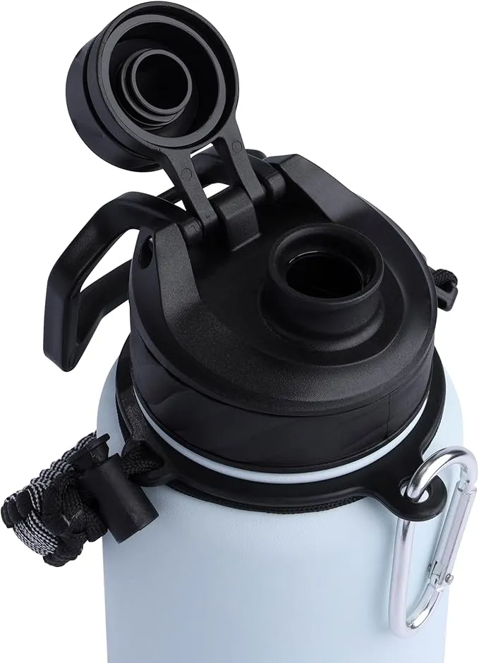 Zenith Chugger Stainless Steel Bottle with Carabiner, Compass, Signal Whistle, and Fire Starter - 40 Oz - Sapphire Powder Coat