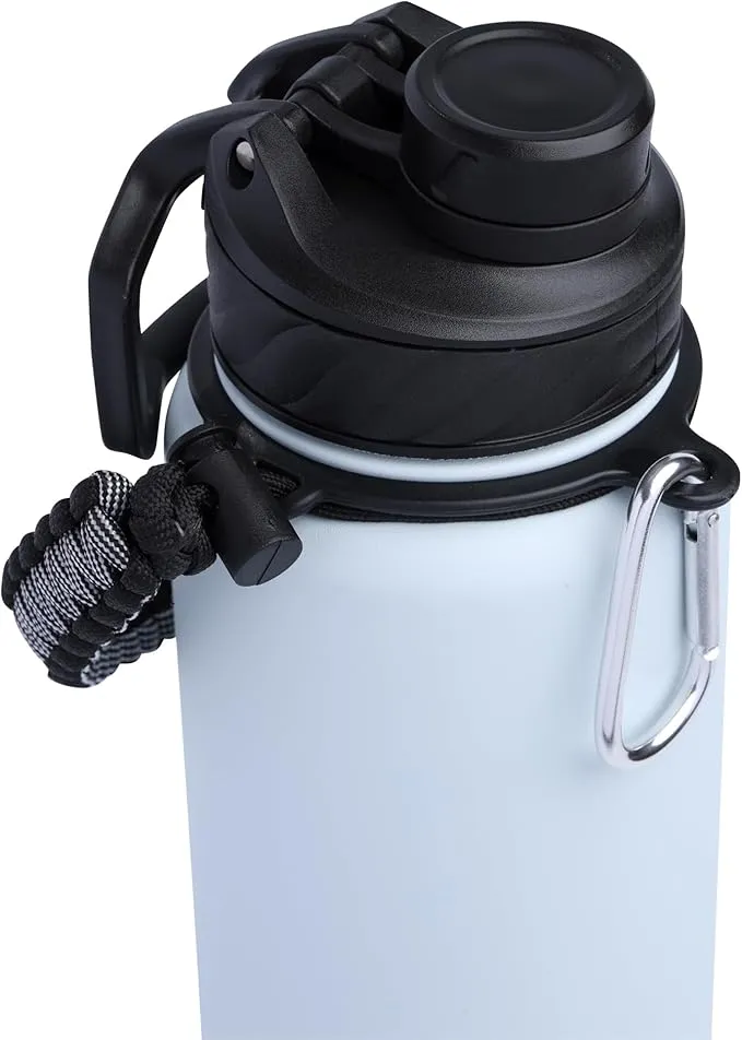 Zenith Chugger Stainless Steel Bottle with Carabiner, Compass, Signal Whistle, and Fire Starter - 40 Oz - Sapphire Powder Coat