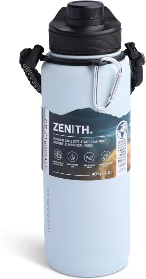 Zenith Chugger Stainless Steel Bottle with Carabiner, Compass, Signal Whistle, and Fire Starter - 40 Oz - Sapphire Powder Coat